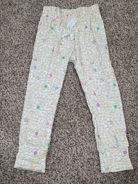 Kids Cream Quilted Jogger Pants with Pastel Dot Accents